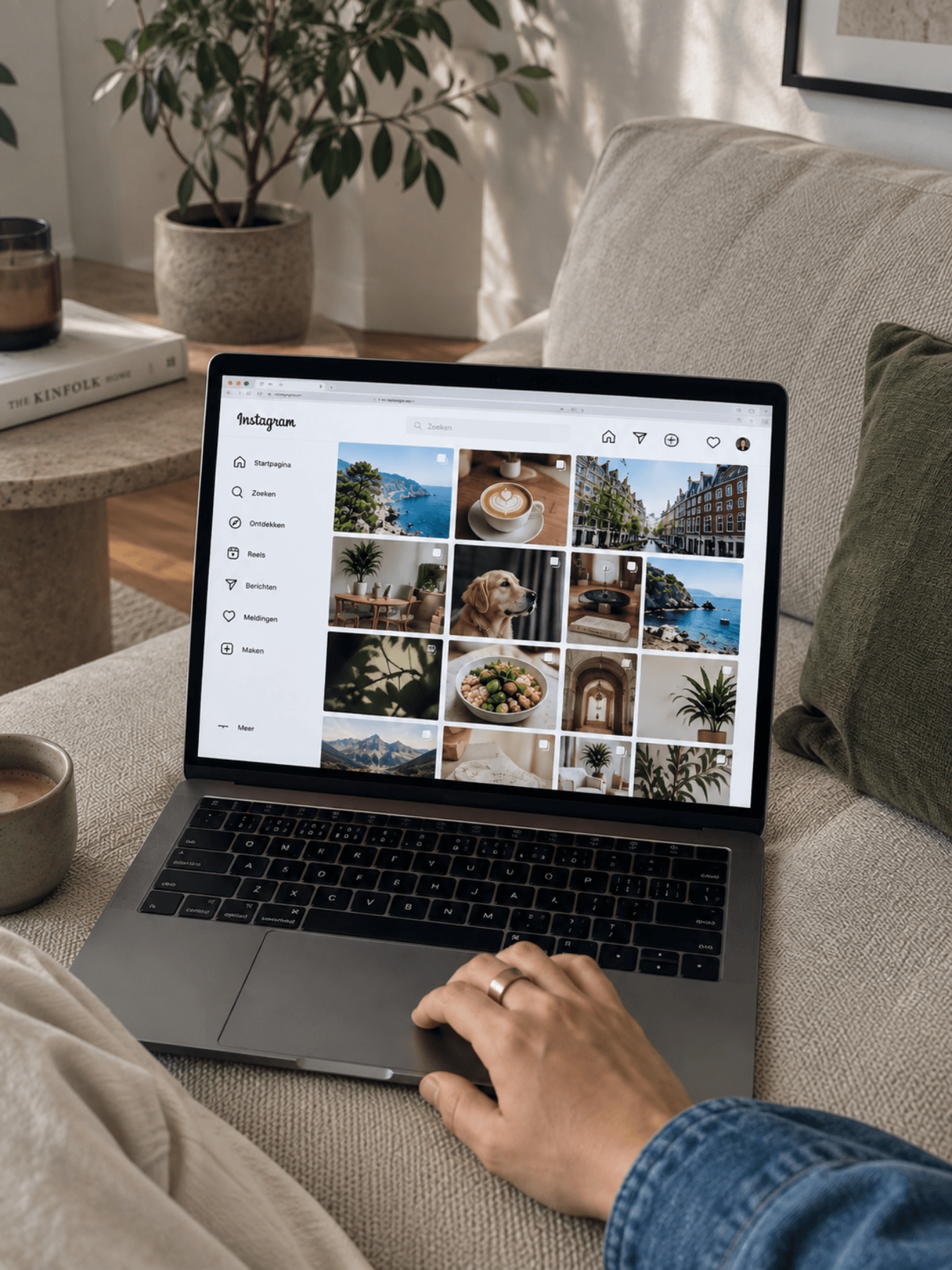 Laptop met instagram organisch open